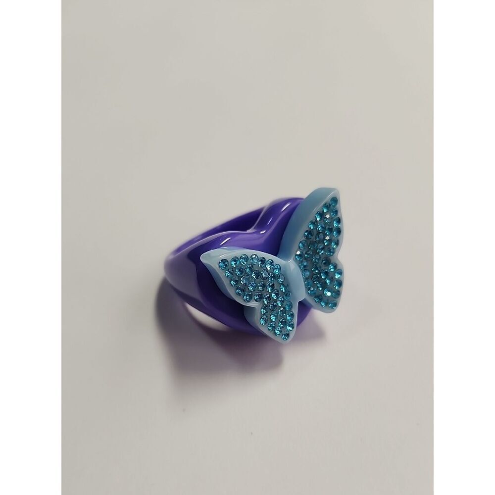 Sparklemuse Acrylic Crystal Butterfly Heart Ring Size 9